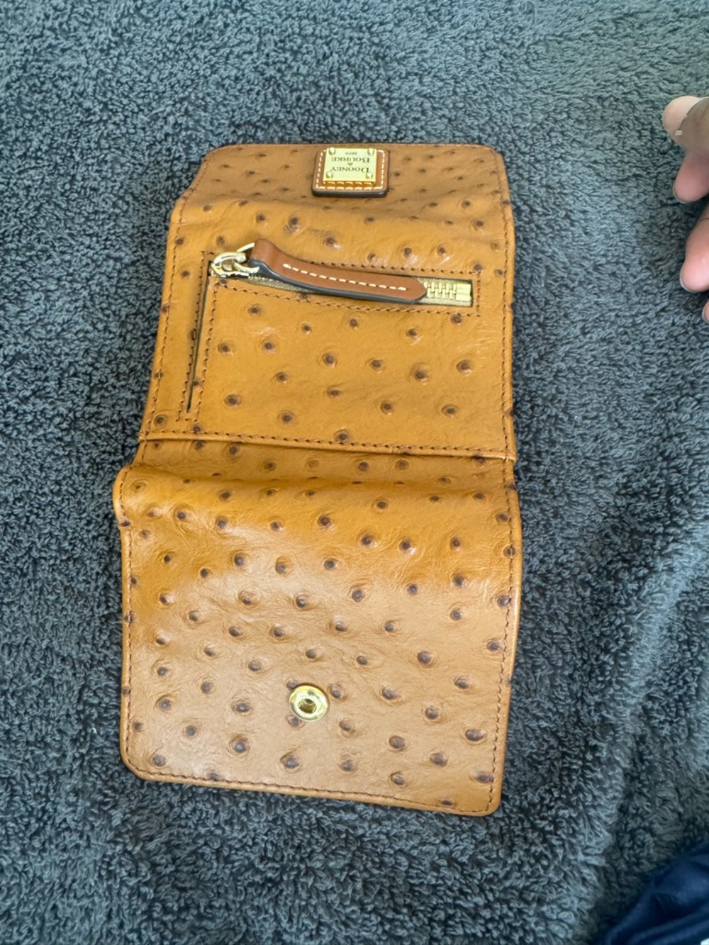 Dooney & Bourke Ostrich Small Flap Wallet (Caramel) - Picture 11 of 12